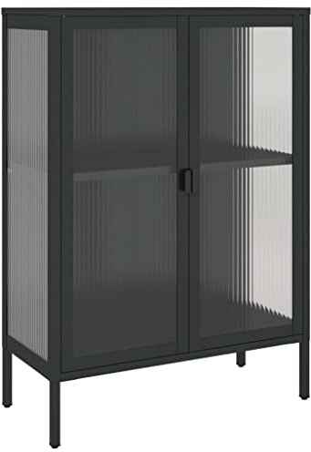 vidaXL Sideboard Schwarz 75x35x105 cm Glas und Stahl