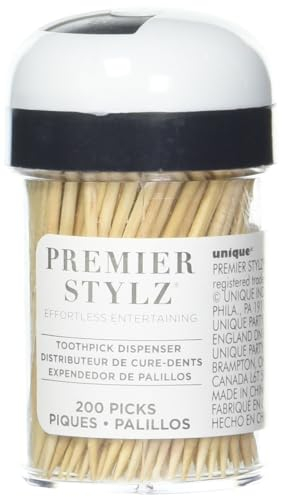 Zahnstocherspender mit 200 Holz-Zahnstochern | Premium-Qualität, umweltfreundlich und stilvoller Halter – perfekt für Zuhause, Restaurant oder Party
