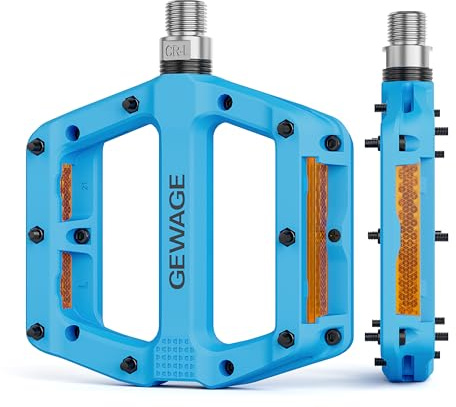 GEWAGE Fahrradpedale,Nylonfaser MTB Pedale mit Reflektoren,9/16 Zoll rutschfeste, Leichte Fahrrad Plattform Pedale mit 3 Lagern für Rennrad, MTB, E-Bike