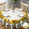 Tischdecke Outdoor Rund 150 cm, Kariert Sonnenblume Tischdecke Abwaschbar Landhausstil Gartentischdecke Wetterfest Wasserdicht Fleckschutz Tischtuch Polyester Tischdecken für Küche Esstisch Party