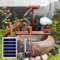 Fontaine à Eau Solaire en Bambou Zen Garden, avec Pompe et radeaux en Bambou et cuillères en Bambou, Petite Fontaine extérieure en Bois, Fontaine à Eau Bricolage pour Jardin
