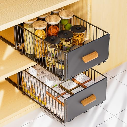 Cassetti Estraibili per Cucina, Cassetti Estraibili con Adesivo, Organizer Per Mobili da Cucina Per Mobili da Cucina, Cassetto Estraibile Cucina, Cassetto Della Cucina Senza Foratura Chiodatura