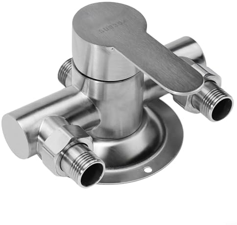 Zilimontt Modern Wall Mounted Shower Faucet,Shower Taps Bar with Control Valve,Stainless Steel Shower Faucet Hot and Cold Water Mixer Wall Mounted Metal Handle