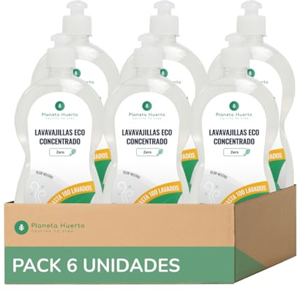 Planeta Huerto | Pack 6x Lavavajillas Manual Hipoalergénico Sin Perfume ECO Planeta Huerto 750 ml - Limpieza Ecológica y Suave para Utensilios de Cocina Sensibles y Piel Delicada