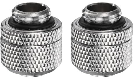 sourcing map Lot de 2 adaptateurs de refroidissement à eau, filetage G1/4 vers tube dur de 10 mm OD, raccord de compression en cuivre avec joint torique de serrage pour système de refroidissement à