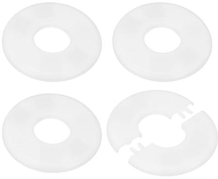 M METERXITY 4-Pack Flangia A Parete Divisa, Per Tubo OD 1.3 Pollici/32mm Piastra ABS Rotonda Autoadesiva Copertura Per Tubazioni Idrauliche Per Tubo Dell'Acqua/Rubinetti [Bianco]