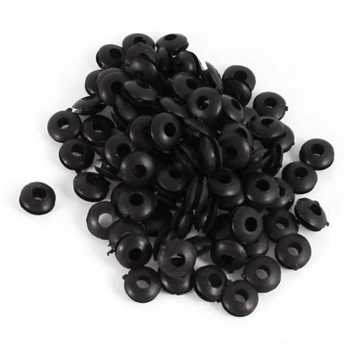 TA-VIGOR 4mm Rubber Grommets 100Pcs Black Cable Wire Protectors | Conductor Wiring Blanking Gasket Ring Grommets, Electrical Cable Hole Plugs for Protecting Wires, Cables and Plugs