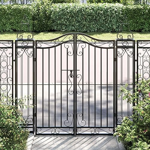 Metal Garden Gate, Swing Gate Entrance Security Door Black 121x8x120 cm Wrought Iron