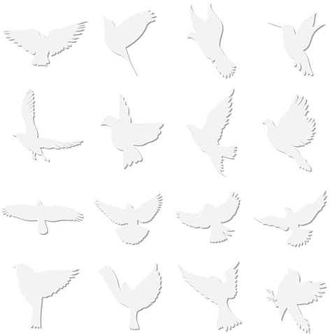 16 Stück Fensteraufkleber zur Vermeidung, Groß Größe Anti-Kollision Fenster Aufkleber Vogel, Aufkleber Gegen Vögel auf Tür und Glas, Vogelaufkleber Durchscheinend/Staubdicht