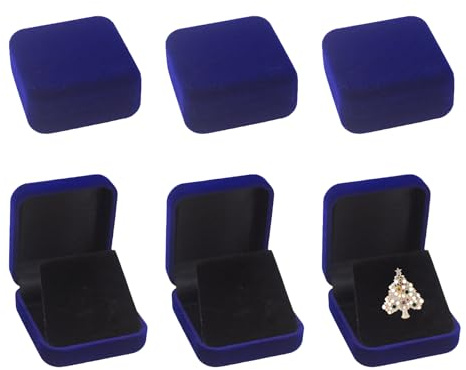 TTFdacai 6 Pcs Velvet Badge Display Box 30mm Blue Square Brooch Storage Boxes Jewelry Lapel Pin Gift Box Velvet Pin Display Box Case for Storing Lapel Pins, Brooches and Pins