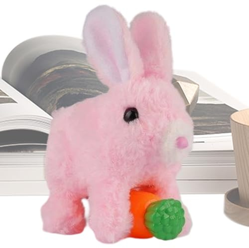Walking Bunny Toy - Interaktiv plyschkanin med vickande öron, ryckande mun, Robotsällskapsdjur | Pedagogisk påskpresent för barn Pojkar Flickor Småbarn Födelsedag Holiday Jul