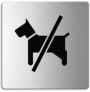 Señal Cartel en Acero INOX 85x85 mm Perros Prohibido No.48115