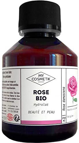 MY COSMETIK - Hydrolat de Rose BIO - Eau florale Certifiée Ecocert Cosmétique Biologique - Fabriqué en France - Anti-âge, réveille le teint - 250 ml