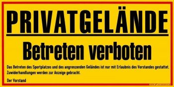 Warnschild PRIVATGELÄNDE - Privatgelände Betreten verboten - 308798-40cm x 20cm - Kunststoffschild