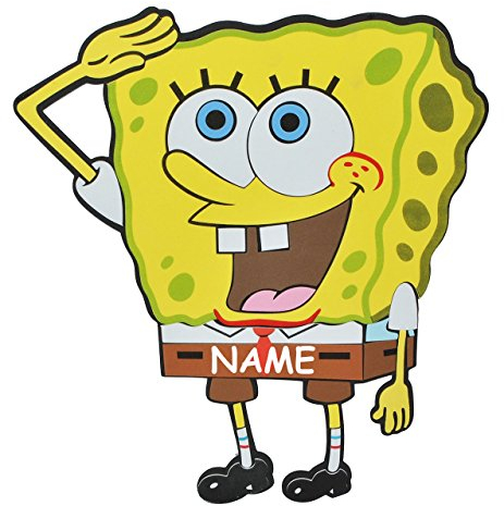 alles-meine.de GmbH 3-D Türschild/Wandbild/Wandtattoo - XL Spongebob Schwammkopf incl. Namen - aus Moosgummi - Robert Fisch Wandsticker Wanddeko für Kinderzimmer Kind Kinder ..