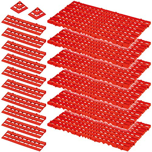 BRB 18-teiliges Set, 2,3 m² Bodenrost, aus strapazierfähigem, lebensmittelechten PE-HD Kunststoff (rot)