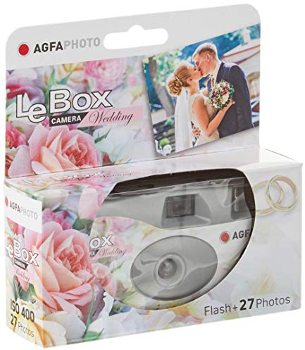 AgfaPhoto 601020 - Appareil Photo Jetable LeBox Flash, 27 Photos, Objectif Optique 31 mm - Gris et Rouge
