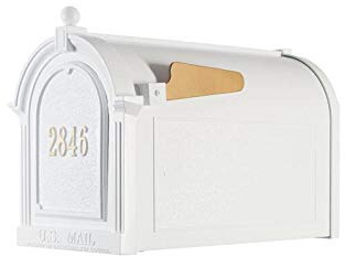 Whitehall 16512 Aluminum Capitol Mailbox Door Plaque Package in White/Gold