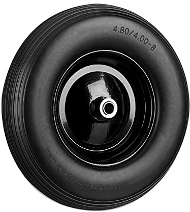 Relaxdays 1x Ruota per Carriola 4.80 4.00-8 in Gomma Piena Cerchione di Acciaio, Antipanne, Carico Max 100 kg, Nero