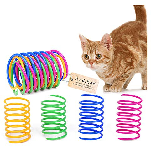 Andiker interaktives Spirale Katzenspielzeug, Buntes kreatives Spielzeug Langlebiges weiches Katzen Aktivierung Spielzeug zum Schlagen, Beißen und Jagen von Kätzchenspielzeug (20pcs)