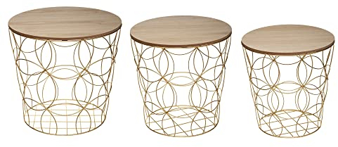Atmosphera - Set aus 3 Couchtischen Kumi goldfarben - Golden