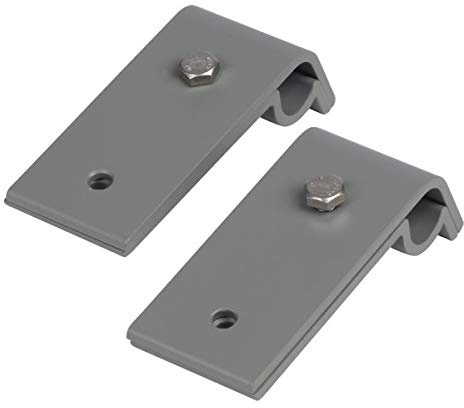 Dachrinnenhalter für Anlegeleiter, grau, 2 teiliges Klemmenset aus Aluminium für alle halbrunden und kastenförmigen Rinnen von Ø 16-22mm 6438-grau