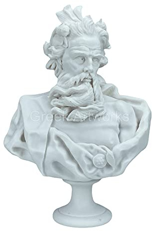 Neptuno Poseidon Busto Cabeza Griega Romano Dios Estatua Escultura De Mármol Fundido Museo Copia