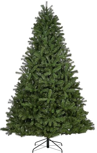 Mixed Pine Christmas Tree (8ft) | 2190 Mixed PE & PVC Tips, Realistic Pine Design, Wide 66 Inch Shape, Metal Stand Included, Unlit 2.4m Tree