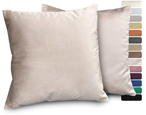 BEAUTEX Samt Kissenbezug 50x50 Taupe Kissenhülle Dekokissen 2er Set | verdeckter Reißverschluss, angenehme Haptik, verschiedene Größen, viele Farben, formstabil, langlebig, pflegeleicht