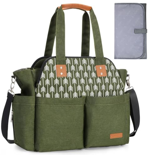 Lekebaby Baby Wickeltasche Bote groß mit Wickelunterlage für Reise, 19 Taschen, Diaper Bag Reisewindeltasche für Mama und Papa, Multifunktions Babytasche