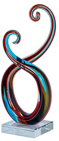 levandeo Skulptur H28cm Glas Glasdeko Blau Rot Deko Design Figur Unikat Tischdeko Geschenk Dekofigur