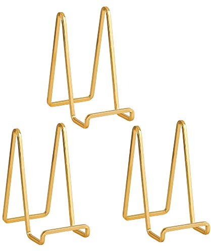 Supporto Cavalletto Espositore Porta Piatti - Supporti Piatti da Esposizione - 6 Pollici Cavalletti per Tavolo - 3 pz di Espositori in Ferro per Piatto Decorativo | Foto | Cornice | Libri - Oro