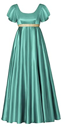 Gothden Women Vintage Regency Dresses High Waist Retro Regency Dress Ladies Retro Ribbon Ruffled Puff Sleeve Dress Light Green