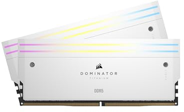 Corsair Dominator Titanium RGB DDR5 RAM 64GB (2x32GB) DDR5 6600MHz CL32 Intel XMP iCUE-Kompatibler Computerspeicher - Weiß (CMP64GX5M2X6600C32W)