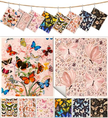 Miss Adola 8 Pack Reusable Kitchen Swedish Dishcloths for Washing Dishes Cloths Absorbent Fast Drying Cleaning Sponge Cute Decorate Washable Swedish Towels, Butterfly