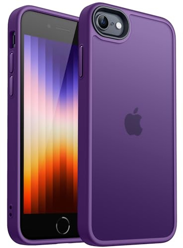 CANSHN Funda Mate para iPhone SE 3/2 (2022/2020), para iPhone 7, para iPhone 8, (4,7 Pulgadas) [Protección Militar] Carcasa Trasera Translúcida Esmerilada Antihuellas (Morado Oscuro)