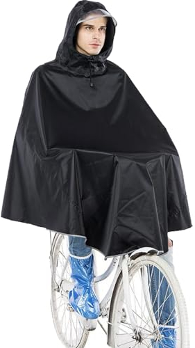 Gerhannery Fahrrad Regenponcho, Regencape Fahrrad Mit Kapuze, Wasserdichter Radfahren Regen Poncho für Damen Herren, Regenjacke Fahrrad für Radfahren Wandern