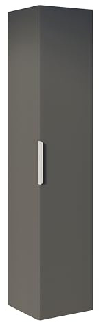 Bernstein Bad-Hochschrank der Tim-Serie in Anthrazit matt mit Griff in Chrom, Badezimmerschrank, 35 x 35 x 165 cm, Modernes Badregal, Stauraumschrank, Badschrank