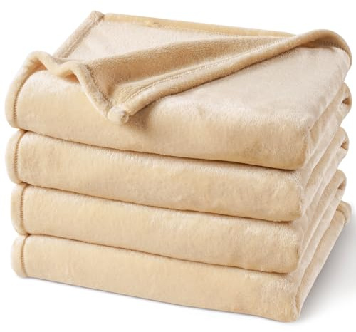 PHF Coperta Coccolosa e Soffice in Pile - 220 x 240 cm - Oeko-Tex Coperta Morbida e Calda per Divano, Sofà, Letto - Beige