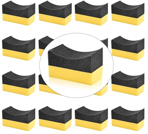 Auvotuis 12 PCS Tire Shine Applicator Pad, Tire Dressing Applicator Sponge, Foam Applicator Pad Tire Sponge Color Polish Applicator Pad for Car Glass Porcelain