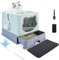 HelloMiao Fully Enclosed Litter Box with Lid, Foldable Extra Large Cat Toilet, Drawer Type Cat Litter Tray with Plastic Scoop, Suitable for Cats Under 17.6Ib(8kg)
