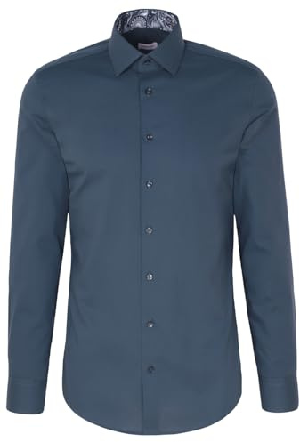Silkesdekal herr business skjorta – slim fit – strykfri – Kent krage – långärmad – 100% bomull, Turkos, 38 SE