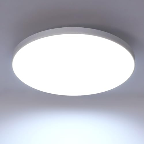 Mckalen Deckenleuchte LED Deckenlampe 24W, IP54 Badlampe Rund 6500K, Modern Lampen Decke 2700LM für Wohnzimmer Badezimmer Schlafzimmer Küche Balkon, 27CM