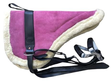 EQUIGEAR Bareback-Schabracke aus Western-Rosa-Wildleder mit Steigbügeln aus Leder und Steigbügeln