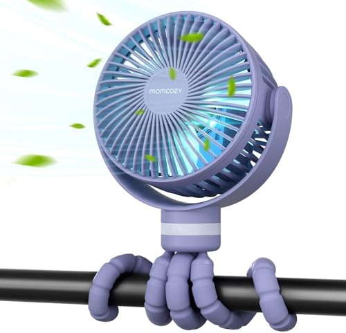 momcozy 8000mAh Ventilador Portátil para Cochecito, Batería de Duración 27H, 360°Rotación,4 Velocidade, Luz de Noche, Ventilador Silla de Paseo Recargable USB,Viajes, Dormitorio
