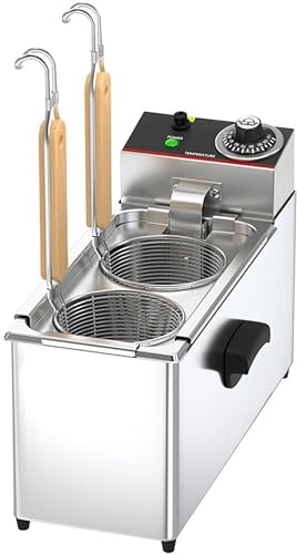 Cuiseur à pâtes électrique commercial, machine de cuisson de nouilles à 2 trous, marmite à pâtes 2000 W avec filtre à nouilles, température réglable de 30 à 110 °C, pour restaurants, magasins de