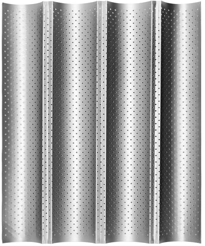 JIEHIN 4 moldes para baguette, 38 x 33 cm, antiadherente, bandeja para baguette, molde para baguette, molde para baguette, molde de pan para 4 baguettes, accesorios para hornear pan