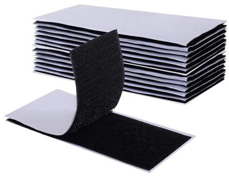 12 Stück doppelseitig klebendes Klettband Selbstklebendes Klebeband Schwarz Kann an Wänden Böden Türen Glas Metall verwendet werden (Schwarz, 2.5 * 10cm)