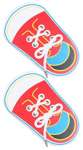 Starnearby Chaussures à Lacer en Bois, Apprentissage Lacets, s'exerce à Enfiler et à Nouer, Chaussure pour Apprendre à Faire les Lacets