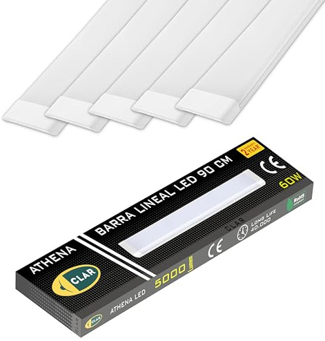 CLAR - Neon LED 90CM, Reglette LED 90CM, Neon Garage, Reglette Garage, 60W, Blanc Froid 6500K (Pack 5)